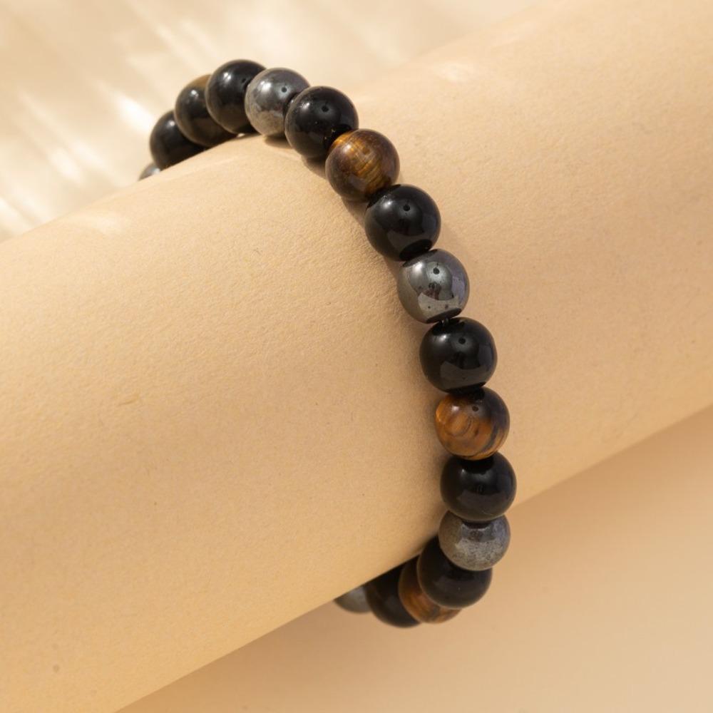 Natürliche schwarze Obsidian-Hämatit-Tigerauge-Perlen-Armbänder für Männer zum magnetischen Gesundheitsschutz für Frauen Seelenschmuck Pulsera Hombre