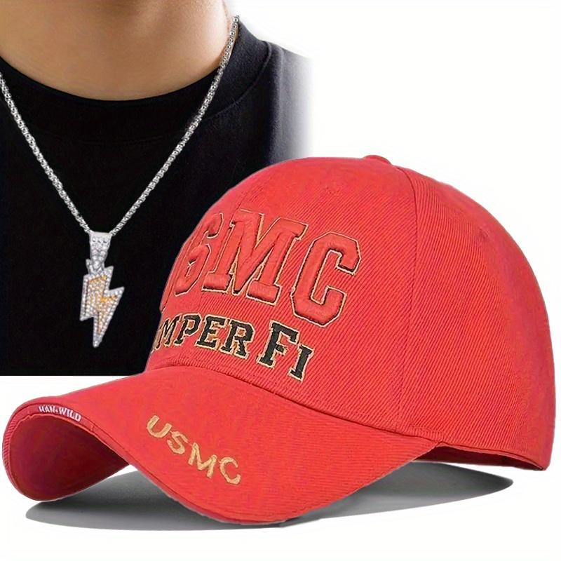 

Комплект из 2 предметов: бейсболка, кепка, ожерелье, вышитая по алфавиту, кепка с язычком утки, сетчатая кепка, ожерелье с подвеской в виде покера, пара дальнобойщиков, мода, повседневная, солнце, Ca красный