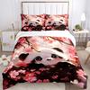 3pcs Sakura Panda Bedding Set - Includes 1 Quilt Cover and 2 Pillowcases, Comfortable Bedding with Stylish Design for Bedroom, Machine Washa