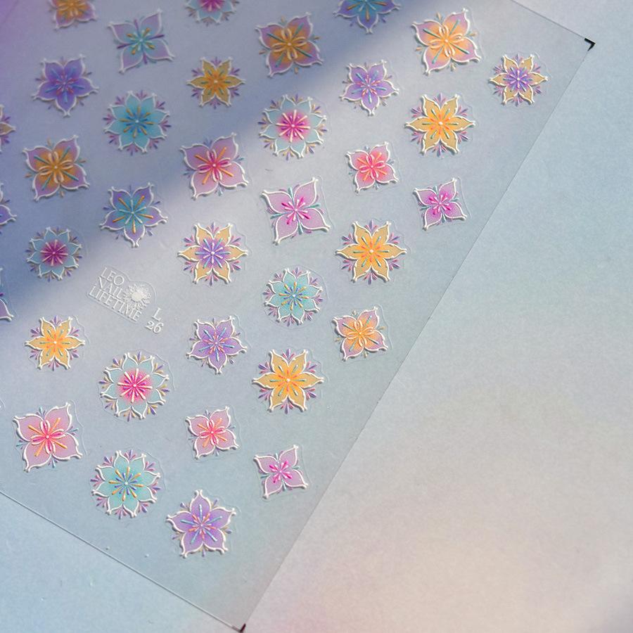 1 PCS 5D Glitter Light Pink Begonia Flower Nail Art Sticker Exquisite Design High Quality Decorative Decal Nail Sticker