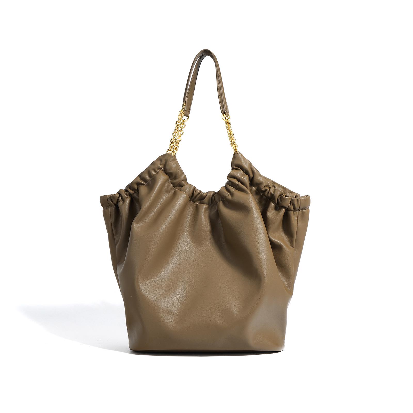 

2024 Autumn/Summer Simple Casual Leather Tote Bag - Large Capacity Single Shoulder & Crossbody in New Lazy Style