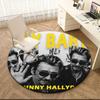 1pc Johnny Hallyday Music Album Round Carpet Painted Printed Circular Carpet, Home Door Mat, Outdoor Travel Protection Carpet