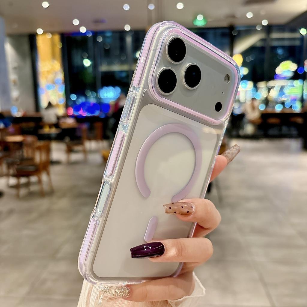 Applicable to Apple 17 mobile phone case transparent non-yellowing acrylic strong magnetic suction iPhone16 two-in-one protective case