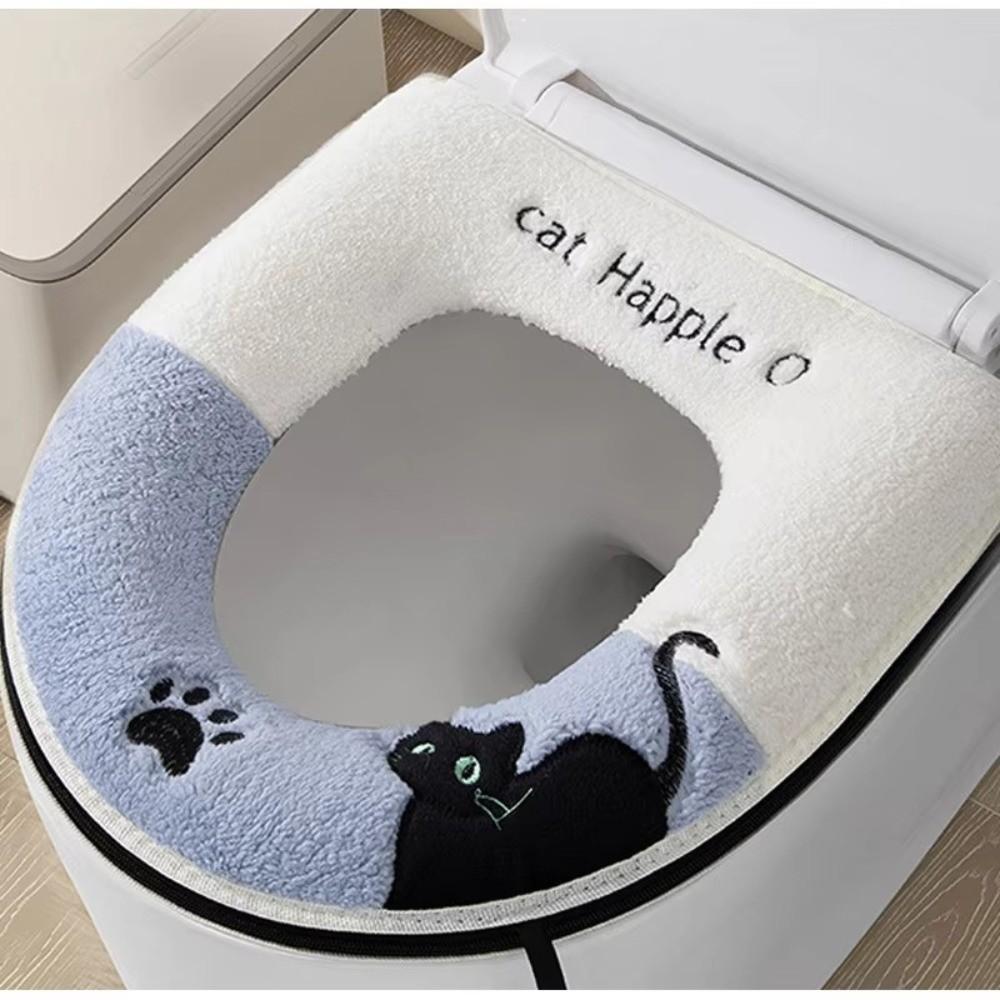 Cat Pattern Toilet Seat Pad Plush Toilet Seat Cover Toilet Seat Cushion  Four Seasons Universal