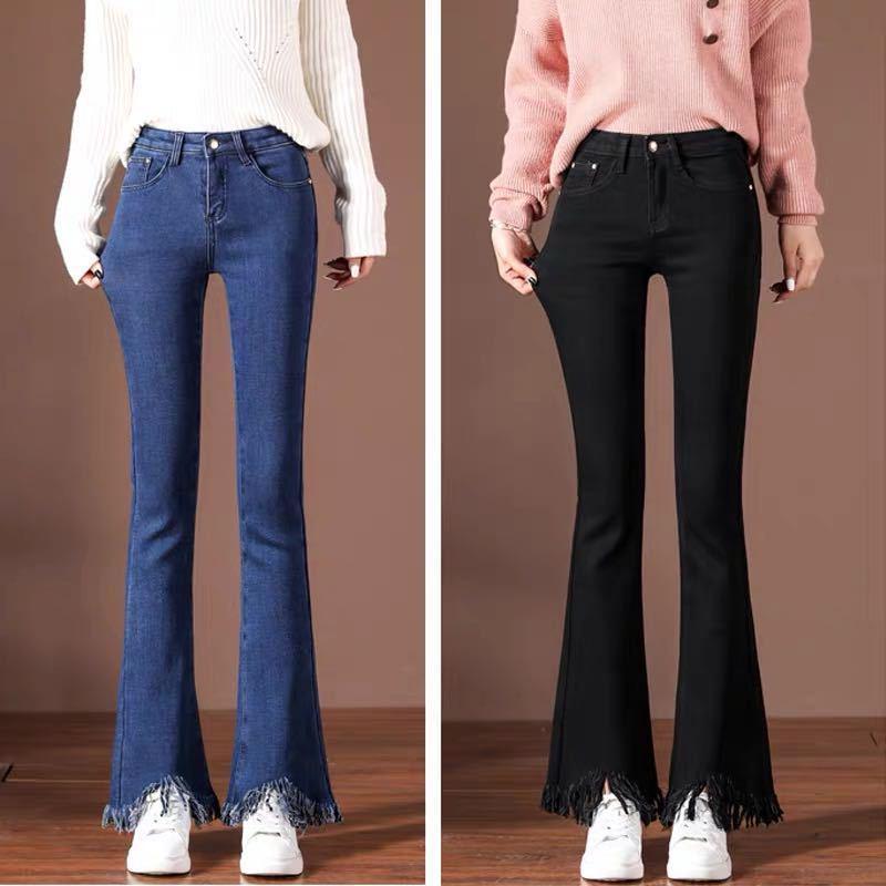 Women's High Waist Korean Style Petite Flared Jeans - Trendy, Versatile Wide Leg Pants