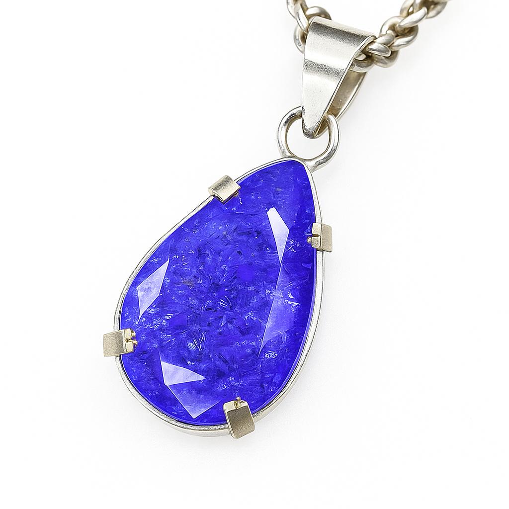 32 Ct Natural Purple Sapphire Pear Pendant CERTIFIED 925 Sterling Silver AI-118-NS