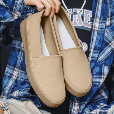 Khaki Men's Loafers Comfortable Suede Casual Shoes for Men Light Platform Slip-On Skateboard Shoes Men Chaussure Hommes