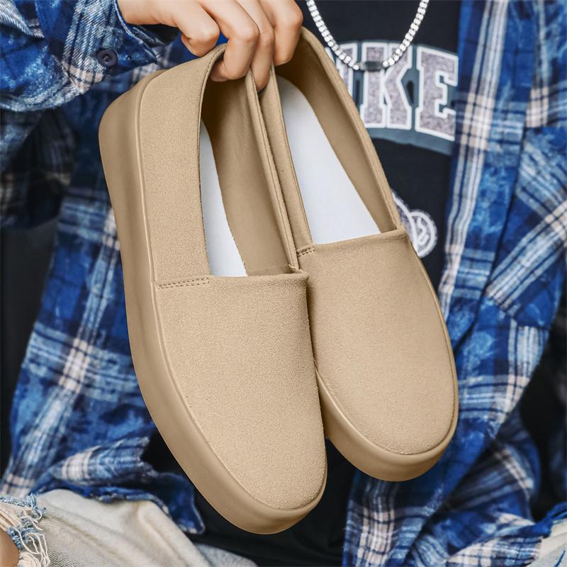 Fashion Fashion Khaki Men's Loafers Comfortable Suede Casual Shoes for Men Light Platform Slip-On Skateboard Shoes Men Chaussure Hommes
