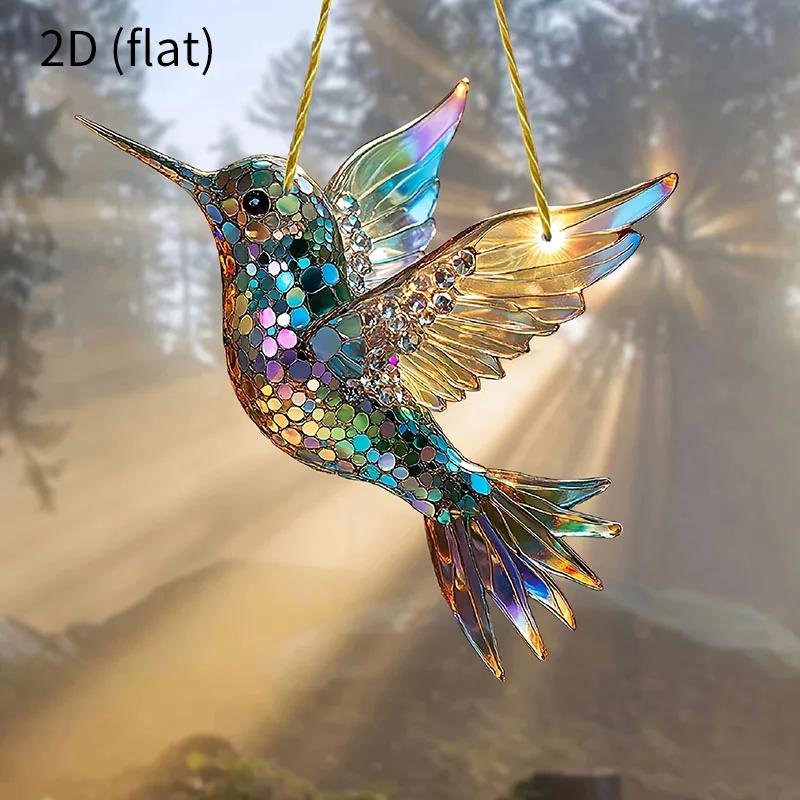 Diamond Art Hummingbird Acrylic Crystal Sky Bluebird Colorful Charming Shining Artworks Diamond Garden Decoration Outdoor