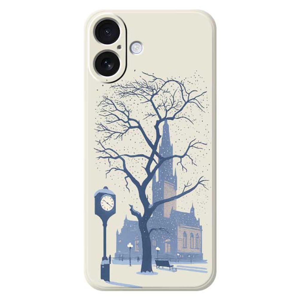 For iPhone 17 Case Street Outside The Castle Pattern Printing Straight Edge TPU Phone Back Cover