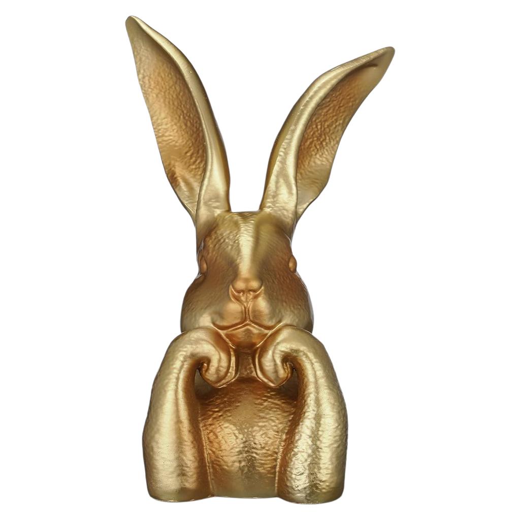 8 Inch Rabbits Vintage Figurines Decoration PVC Gold Large Bunny Collectibles Sculpture for Home Indoor Table Centerpiece Decor