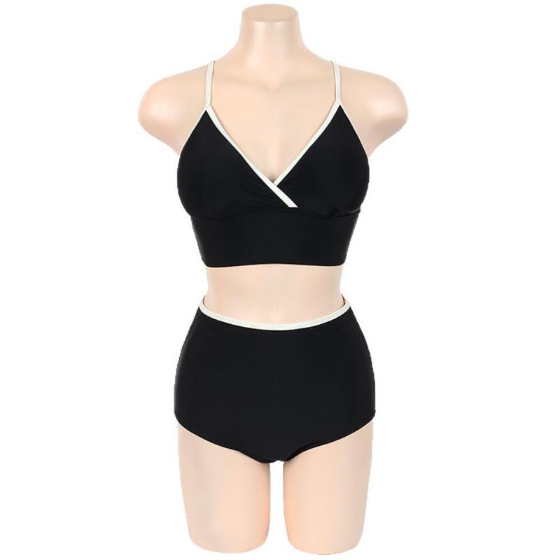 1011 new female sexy retro simple backless straps hottie high waist belly cover and thin split swimsuit bikini