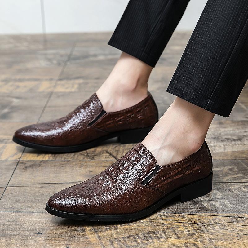 2025 Autumn New Crocodile Pattern Business Dress Casual Shoes Large Size Small Leather Shoes Overfoot Men's Shoes Size 48