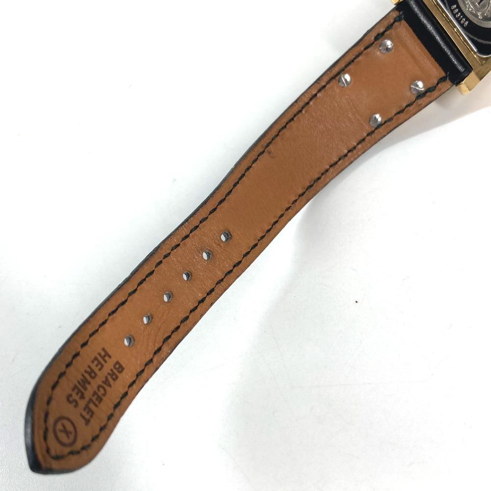 HERMES Medor Quartz Bracelet Watch Watch Clock Wristwatch Leather Black