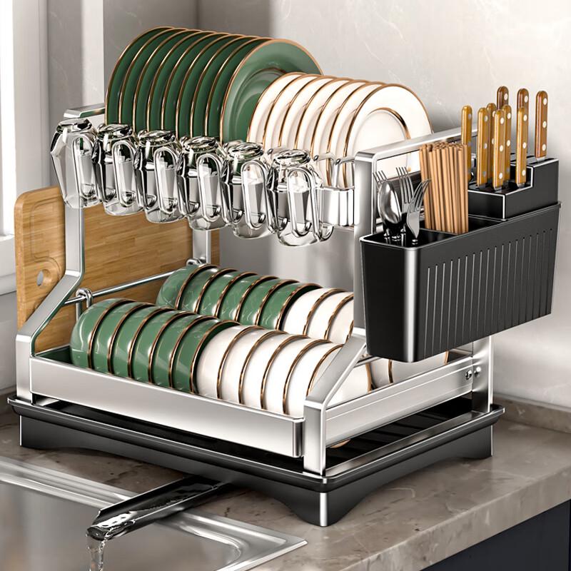 2-Tier Stainless Steel Countertop Dish Drying Rack