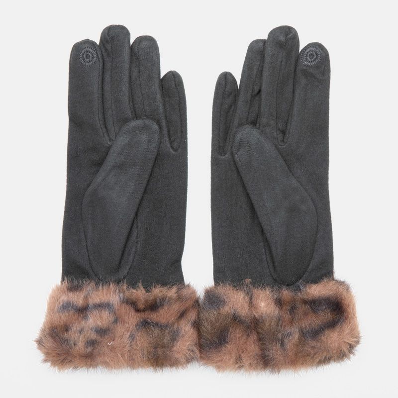 Gants tissu épais avec fausse fourrure imprimé léopard Femme GERARD PASQUIER