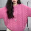 High quality thick stick needle twist sweater women's autumn and winter loose lazy wind knitted sweater top thick