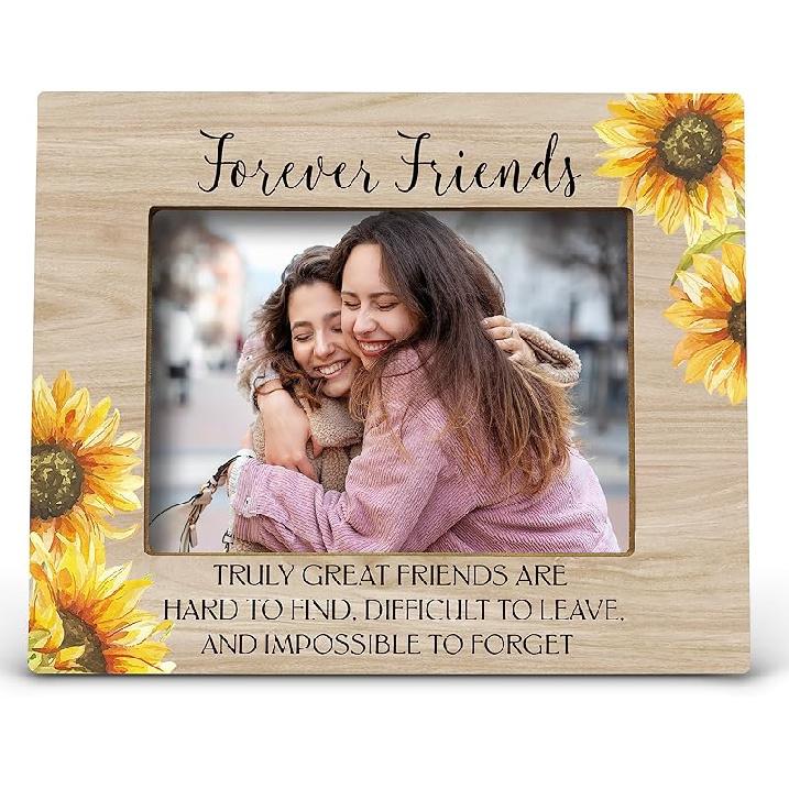 FONDCANYON Forever Friends Sunflower Picture Photo Frame,Bestie Bff Friend Picture Frames,Best Friend Friendship Gifts For Men Women Friends Birthday Color1
