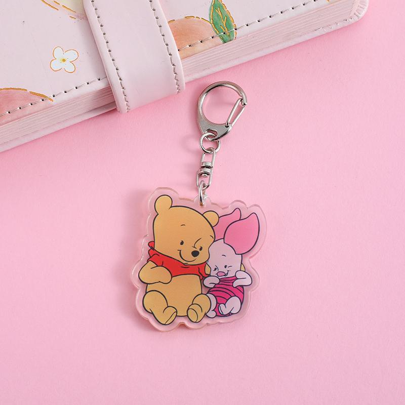 1/12Pcs Disney Winnie the Pooh Acrylic Car Keychain Cute Backpack Pendant Funny Bag Charms Accessories Decoration Holiday Gifts
