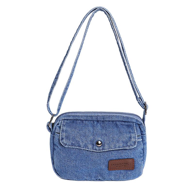 Women Denim Crossbody Bag Vintage Washed Jean Shoulder Bag Y2K Casual Messenger Purse Small Everyday Handbag