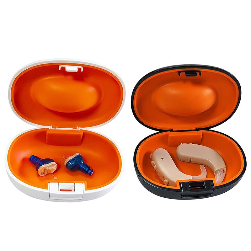 Portable Hearing Aid Hard Case Waterproof Hearing Aid Protective Storage Box Black For Outdoor Travel Hearing Aid Carrying Case