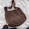 Yogodlns Retro Wool Knitted Shoulder Bag for Women Winter New Large Capacity Shopping Totes Bag