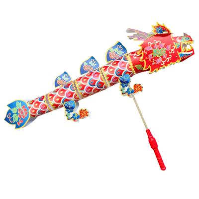 Chinese New Year Paper Craft Dragon Lamp Handmade DIY Material Bag Handheld LED Light Festive Celebration Party Props