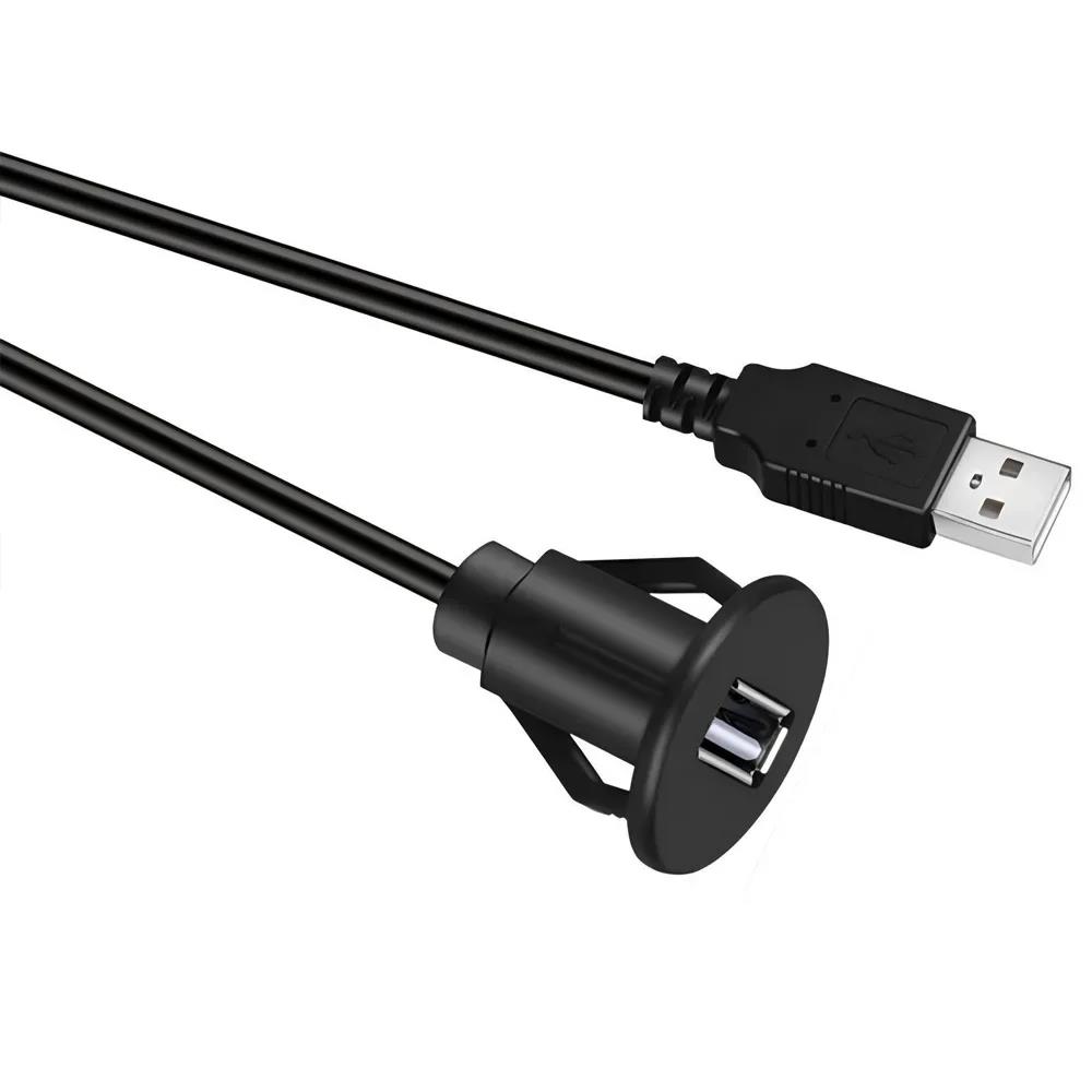 NEW USB 3.0 2.0 Port Male To Female Waterproof Flush Panel Mount Extension Cable with Buckle for Car Truck Boat Motorcycle 1M