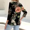 Women's Fashion Casual Printing Button-down Shirt 3/4 Long Sleeve Tops