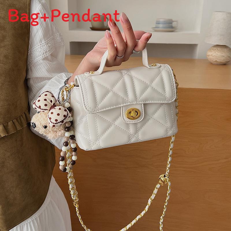 Pu Chain Strap Square Bag With Zipper Pocket For Daily Wear