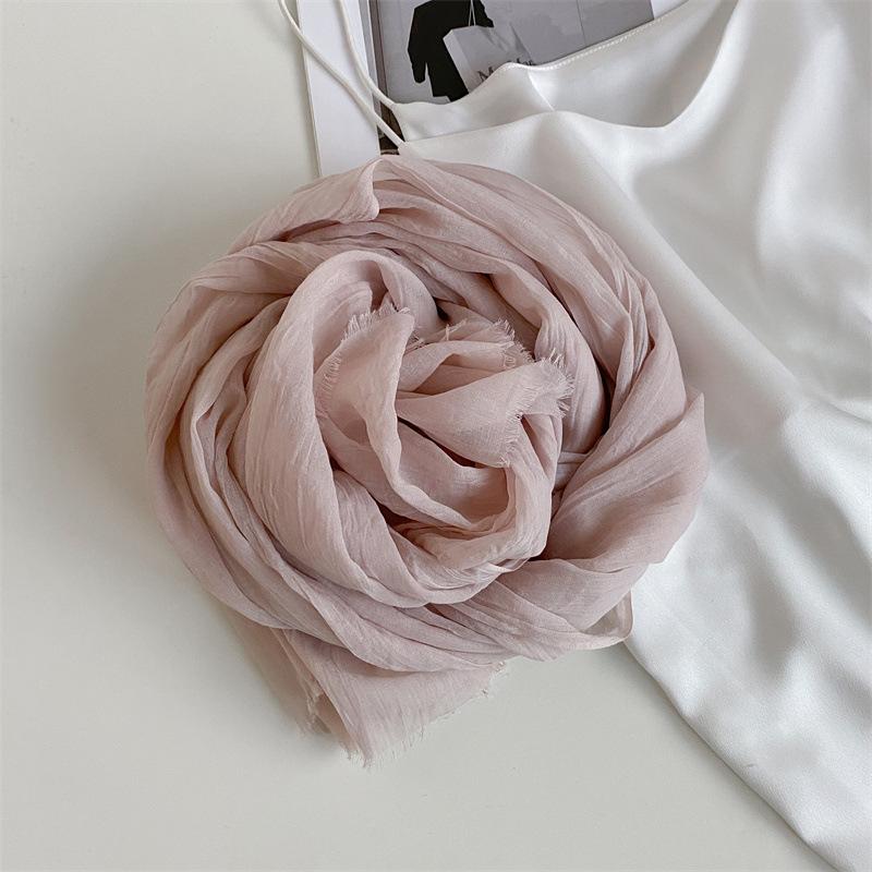 Thin Women's Desert Shawl Color Winning Cotton and Linen Beige Versatile Scarf Xinjiang Travel Sunscreen Scarf