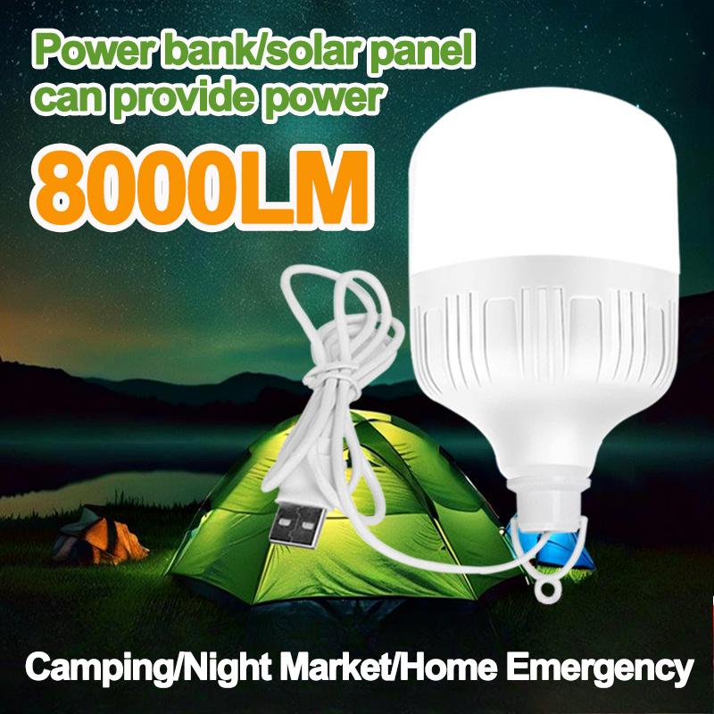1PC outdoor USB LED light bulb power bank charging emergency light hook camping fishing portable tent lantern night light bulb