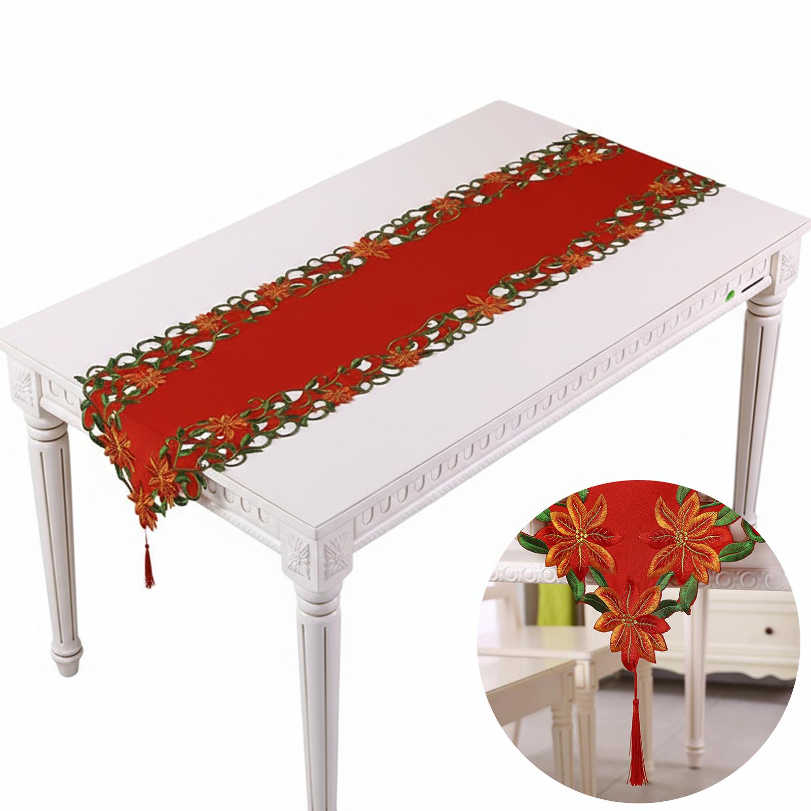 

Christmas Cutwork Table Runner Wear Resist Holiday Table Linens Reusable Flower Leaves Tablecloth for Home Restaurant Party China Mainland