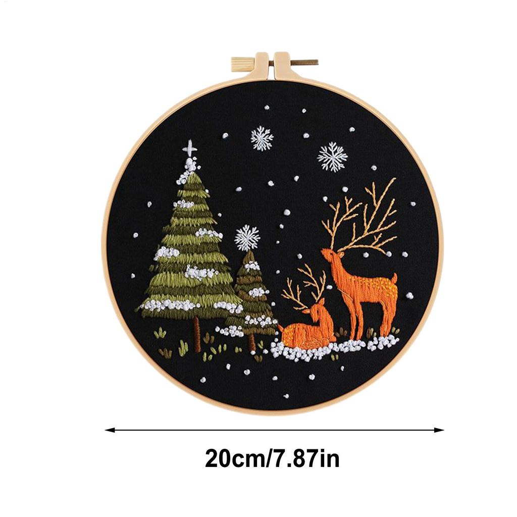 Christmas Embroidery Kit For Beginners Snow Scene Embroidery Kit Holiday Decorations For Kitchen Living Room Desktop Window