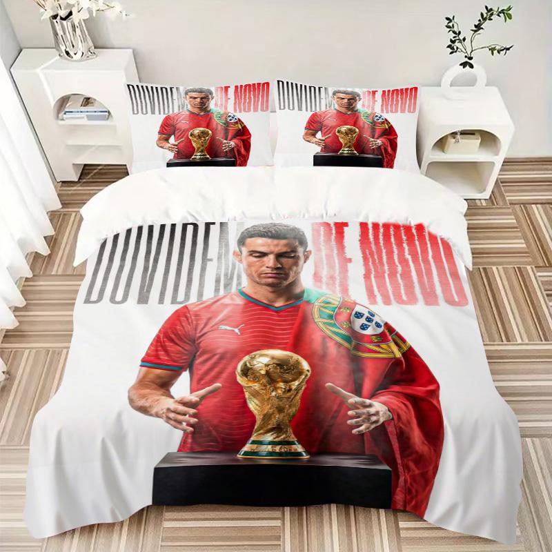 Cristiano Ronaldo World Cup Trophy Print 3Pcs Bedding Setduvet Cover With 2 Bedropillowcase Home Birthday Gift
