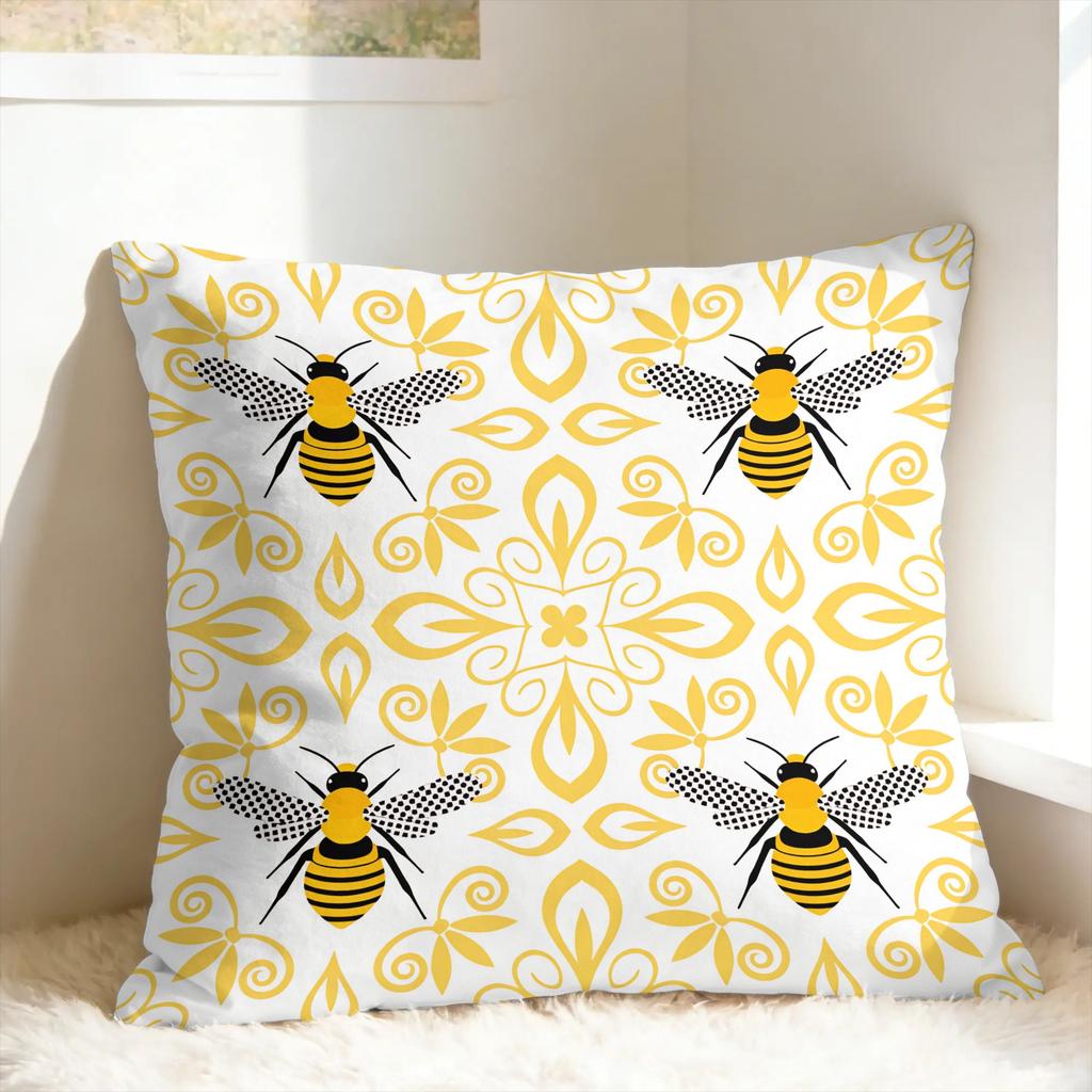 Bee Pattern Pillow Cover Novelty Pillow Case For Wedding Party Home Decor Print Pillowcases Gift