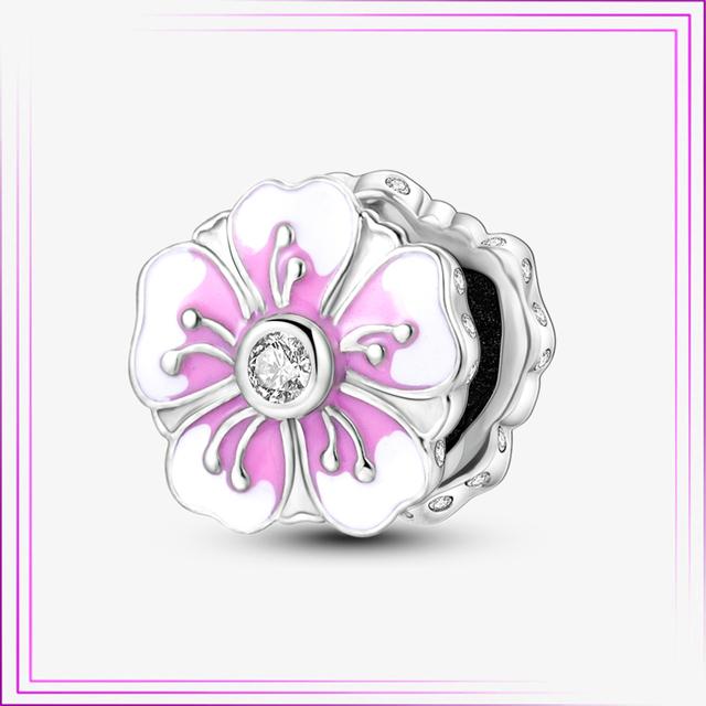 925 Sterling Sølv Hjerte Blomst Luftballong Flamingo Rosa Sjarm Plata De Ley Bil Katt Perle DIY For Originalt Armbånd Smykker
