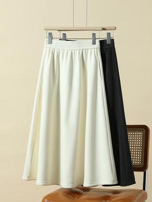 French Elegant High Waist Woolen Umbrella Skirt for Women - Autumn/Winter