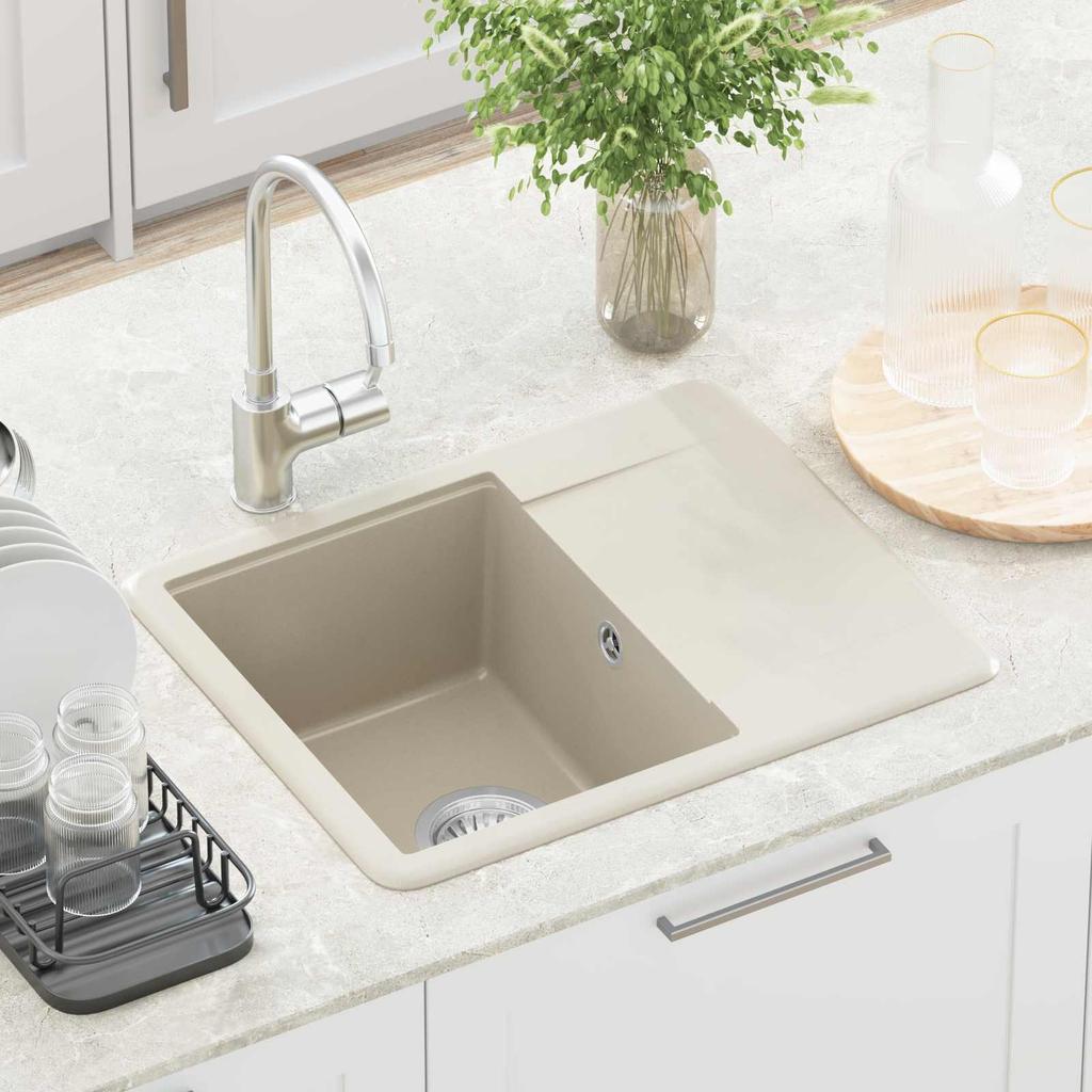 Beige Kitchen Sink 560 X 460 Mm 80percent Quartz and 20percent Resin