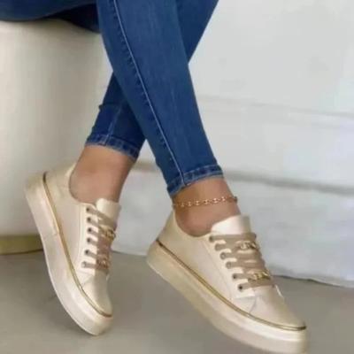 Modne buty na platformie dla kobiet okrągłe buty sznurowane płaskie trampki modne skórzane codzienne damskie wulkanizowane buty duże rozmiary