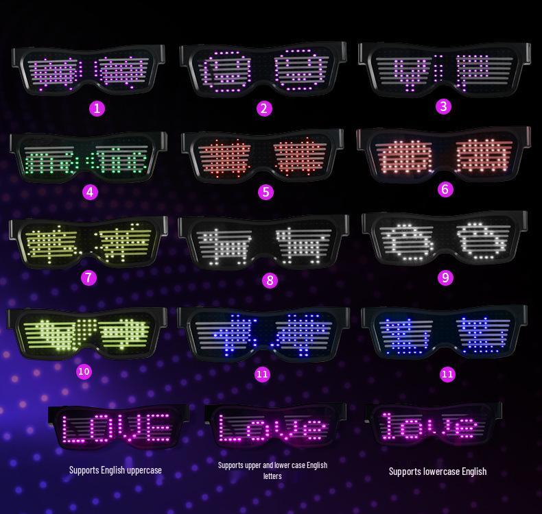Bluetooth LED Party Szemüveg USB Töltéssel és Applikációvezérléssel