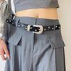 Punk Star Rivet Waist Belt Jeans Decor PU Leather Waistbands Adjustable Y2K Wide Belt  Summer