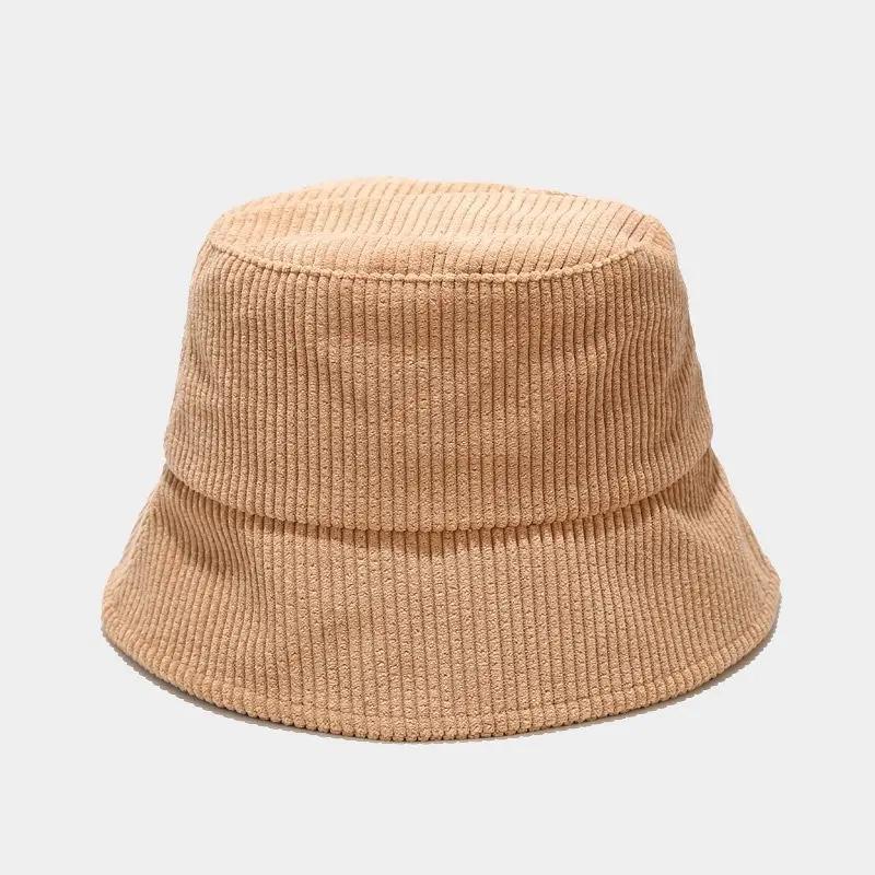 New Korean Joker Corduroy Women Bucket Hat Fashion Shading Couple Outdoor Panama Hats Unisex Travel Sunshade Fisherman Cap