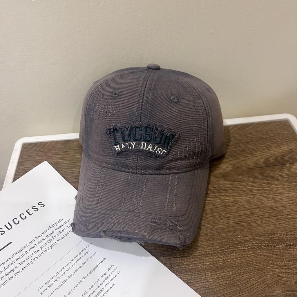 Retro Old Ripped Baseball Cap for Men and Women Korean Version Embroidered Cotton Padded Baseball Hat Fashionable and Versatile To Show Small Face