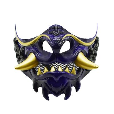 Half Face Red Prajnaparamita Mask Halloween Evil Devil Party Mask Toy Demon Samurai Mask Masquerade Party Wear Accessories