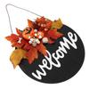 Round Wood Door Sign Farmhouse Front Door Hanging Welcome Sign Decors for Halloween Christmas