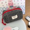 Quilted Love Lattice Handheld Cosmetic Bags Large Capacity Portable Travel Storage Bag Women Zipper Money Phone Bag Clutch Gifts