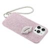 For iPhone 16 Pro Max Case with Strap Full Rhinestone Lip Decor TPU+PC Phone Back Cover