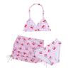 Girls Two Piece Swimsuit Set Adjustable Straps V Neck Bikini Top and Skirted Bottom Swimwear for Kids Summer Beach Pool