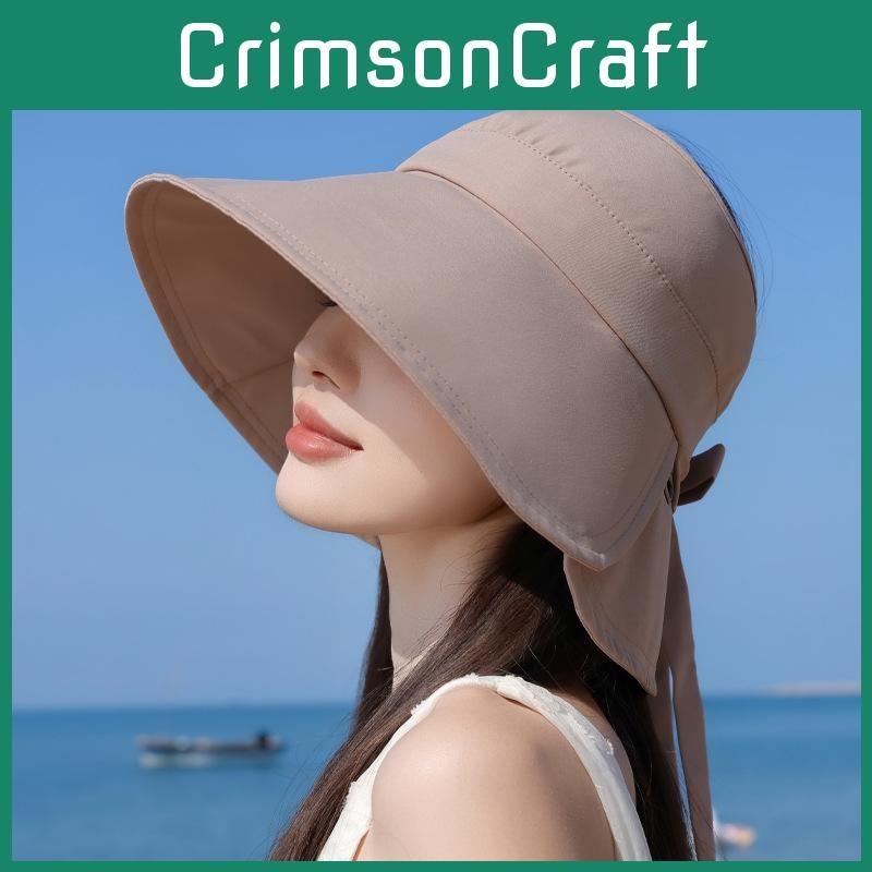 Brimmed Summer Wide Sun Protection Hat With Bow Decoration For Daily Outdoor